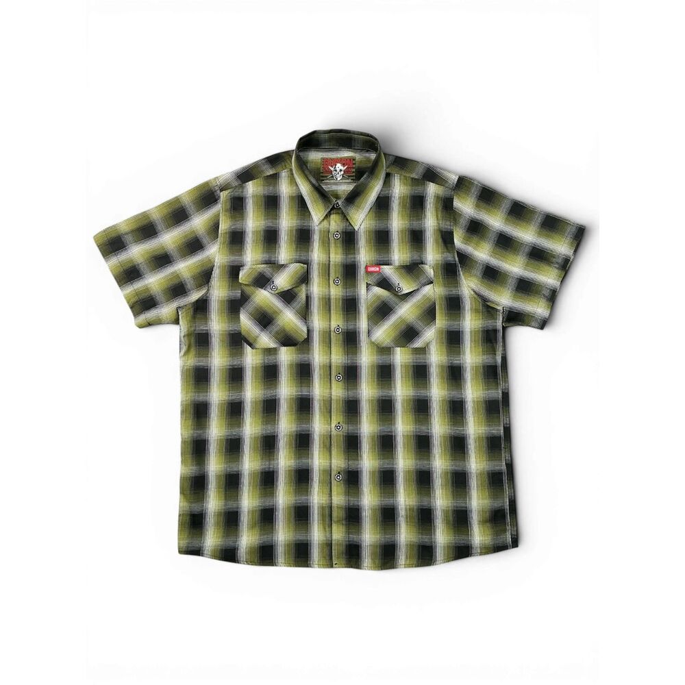 DIXXON Flannel Mens Foxtrot D-Lux Bamboo Shirt XXL 2XL Short Sleeve Green Black